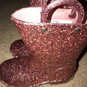 Rose Gold Glitter Rain Boots